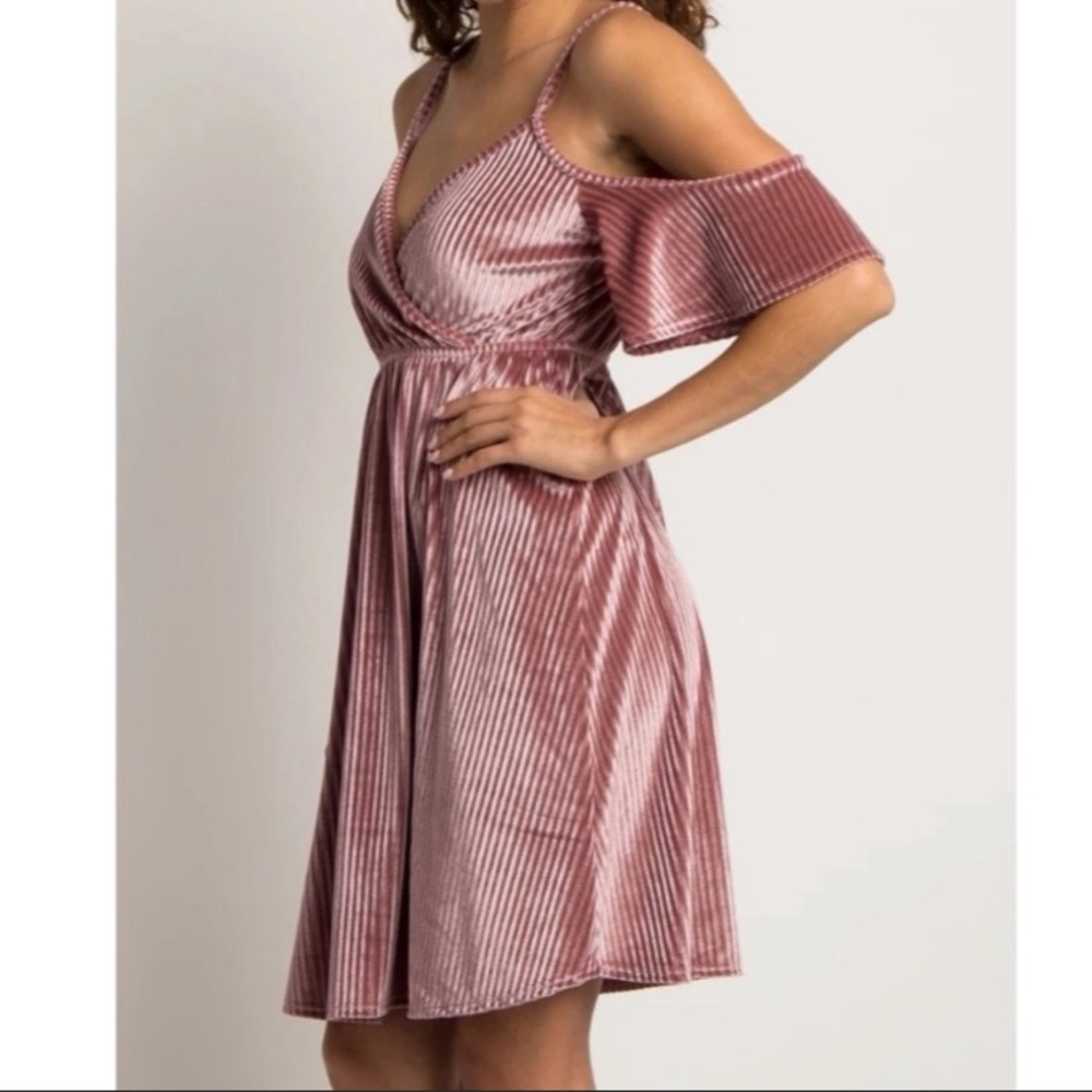 Pinkblush | Mauve Ribbed short sleeve dress